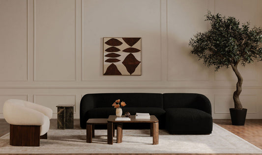 Faye Left Sectional Black Boucle