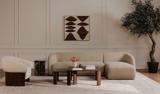 Faye Right Sectional Beige Boucle