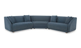 Fraser 3 Piece Modular Sectional with Wedge Slipper Deep Blue