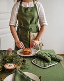 Linen pot-holder (1 pcs) in Forest green