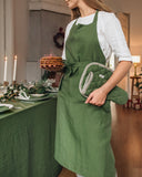 Linen pot-holder (1 pcs) in Forest green