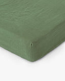 Forest green linen fitted sheet