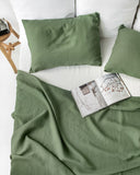 Forest green linen sheet set (4 pcs)