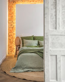 Forest green gingham linen duvet cover set (3 pcs)