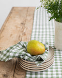 Forest green gingham linen napkin set of 2