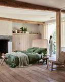 Forest green linen duvet cover