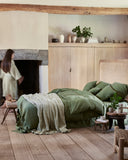 Forest green linen duvet cover set (3 pcs)