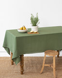 Forest green linen tablecloth