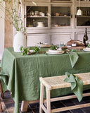 Forest green linen tablecloth