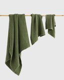 Forest green waffle towel set (3 pcs)