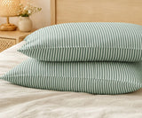 Striped Pillowcases - Forest Green