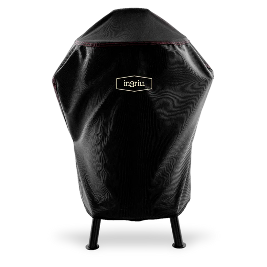 INGRILL Large Smoker Cover – Weather-Resistant Waterproof Black Canvas Cover with Bottom Straps, Secure Outdoor Protection for Barrel Smokers