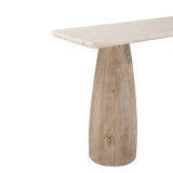 Palm Springs 60" Console Table with White Marble and Whitewash Modern Base