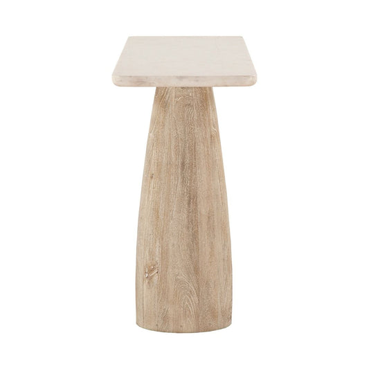 Palm Springs 60" Console Table with White Marble and Whitewash Modern Base