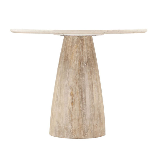 Palm Springs 48" Gathering Table with White Marble and Whitewash Modern Base