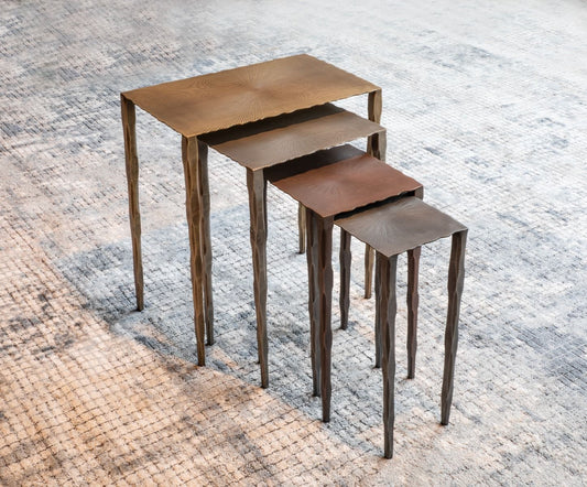 Reno Nesting Side Tables in Acid Etched Detail, Set of 4