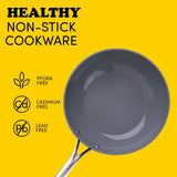Frok 11" All-In-One Ceramic Non-Stick Fry Pan Meets Wok w/ Lid