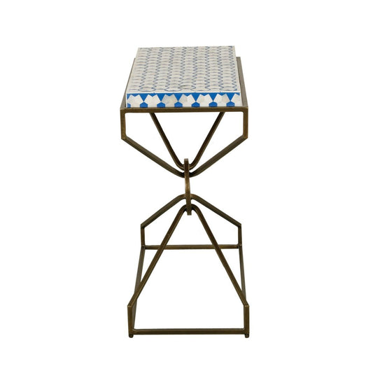 Taara 24" Side Table with Horn Inlay and Brass Base