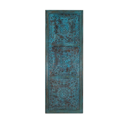 Iron Ceiling Panel Wall Hanging with 3 Panels in Antique Blue