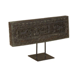 20" Carved Wood Panel on Iron Stand