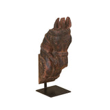 Wooden Horse Head on Iron Stand
