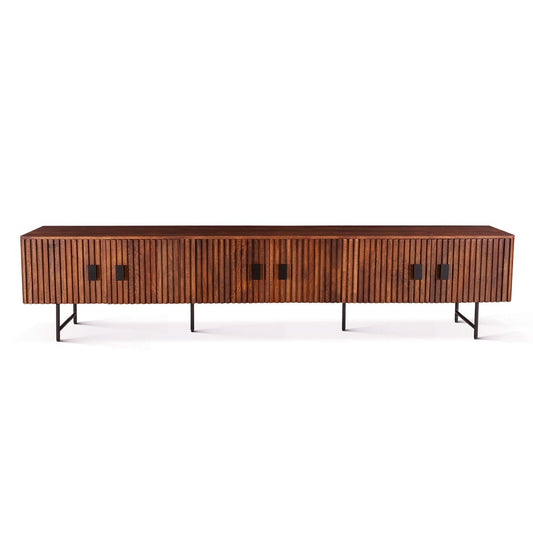 Verbania 98" Media Cabinet in Pecan Brown