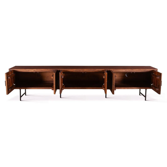 Verbania 98" Media Cabinet in Pecan Brown