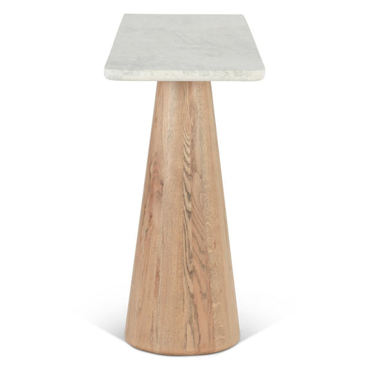 Vista 60" Console Table with White Travertine and Light Base