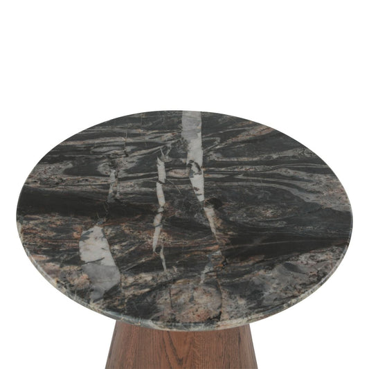 Vista 22" Side Table with Lava Marble and Dark Oak Base