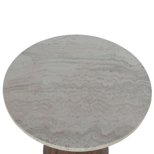 Vista 22" Side Table with White Travertine and Light Base