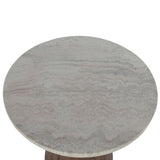 Vista 22" Side Table with White Travertine and Light Base