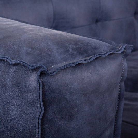 Milano 106" Sofa in Italian Blue Top Grain Leather