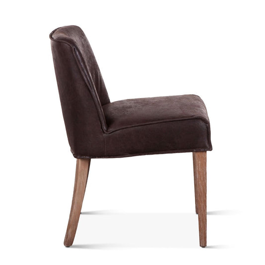 Buddy 20" Dining Chair in Dark Brown Leather with Natural Legs