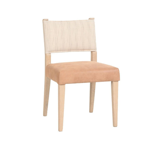 Maya 21" Dining Chair in Durango Linen and Antique Leather with Napoleon Legs