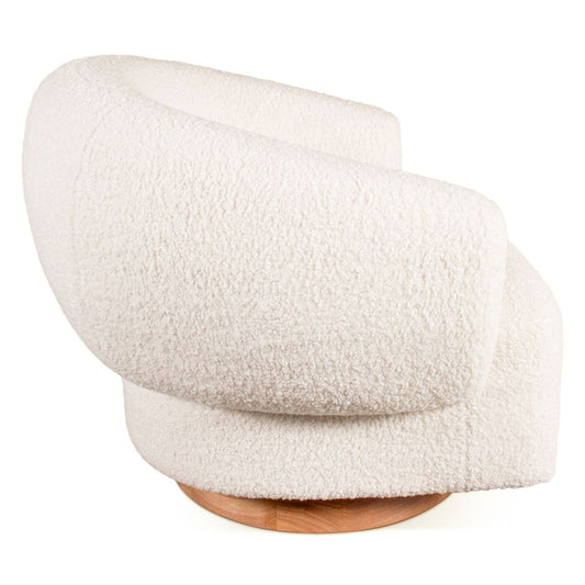 Estelle 35" Swivel Accent Chair in Cream Boucle Fabric