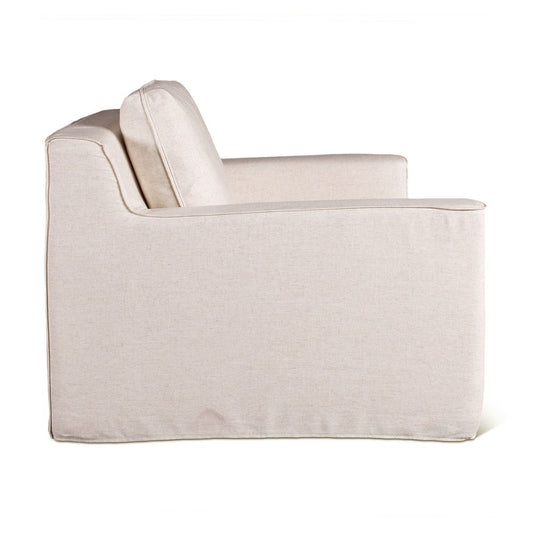 Palladium Swivel Accent Chair in White Linen Slipcover
