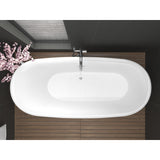 Ami Series 67 in. x 30 in. Flat Bottom Acrylic Freestanding 91 Gallon Soaking Bathtub with Center Drain in Glossy White