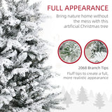 HOMCOM 9 Foot Pine Snow Flocked Artificial Christmas Tree with 616 Realistic Cedar Branches, Auto Open, Home Holiday Decoration, Green