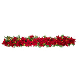 6 Foot Poinsettia Pre-lit Christmas Garland