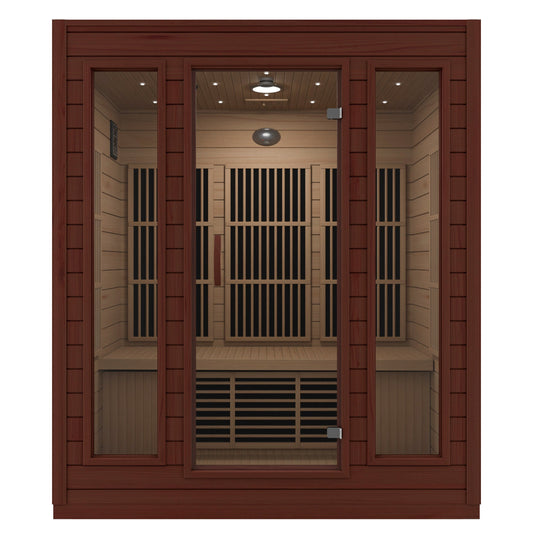 Curacao 3-Person Carbon FAR Infrared Hemlock Wooden Indoor Home Sauna Room with LED Touch Control Panel
