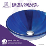 Meno Series 17 in. Bathroom Vessel Sink with Scratch-Tough and Stain-Resistant Non-Porous Surface in Lustrous Blue Glass