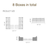 PURPLE LEAF Sanori L-Shaped Patio Couch Set Modular Sofa with Beige Cushions and Ottoman for Backyard