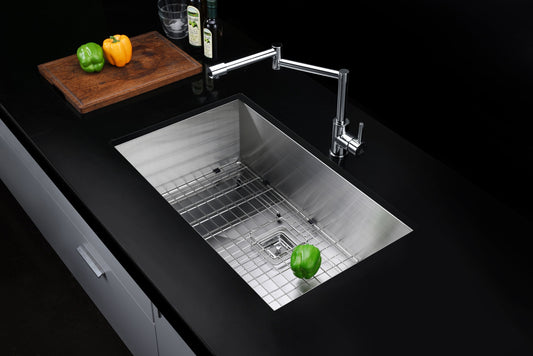Vanguard Undermount Stainless Steel 30 in. 0-Hole Single Bowl Kitchen Sink in Brushed Satin
