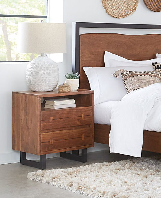 Aspen 24" Two Drawer Nightstand in Walnut