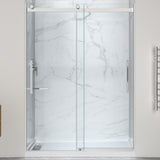 Stellar Series 76 in. x 57-60 in. Frameless Sliding Glass Shower Door with Shower Base Stellar Series - Multiple Finishes