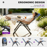 PURPLE LEAF Outdoor Reclining Chair Patio Zero Gravity Chaise Lounge Folding Chair with Quilted Cushion Adjustable Headrest for Lawn Camping Beach Pool
