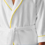 Shawl Collar Cotton Bath Robe with Border Embroidery