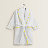Shawl Collar Cotton Bath Robe with Border Embroidery