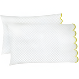 Allena 400TC Cotton Scallop Embroidery Sateen Microcheck Pillowcases (Set Of 2)