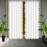 Ashley 400TC Sateen Cotton Traingle Embroidery Curtain (Set Of 2)